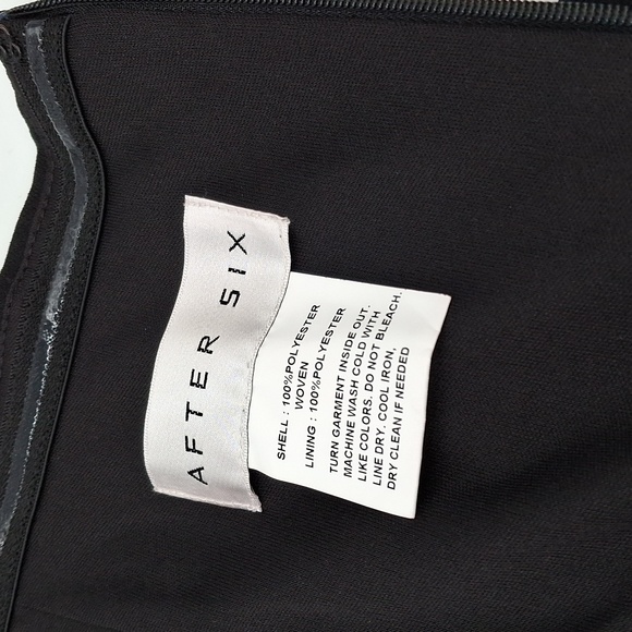 After Six Strapless Pleated Faux Wrap Front Slit Trumpet Gown Black 20R - Picture 8 of 11